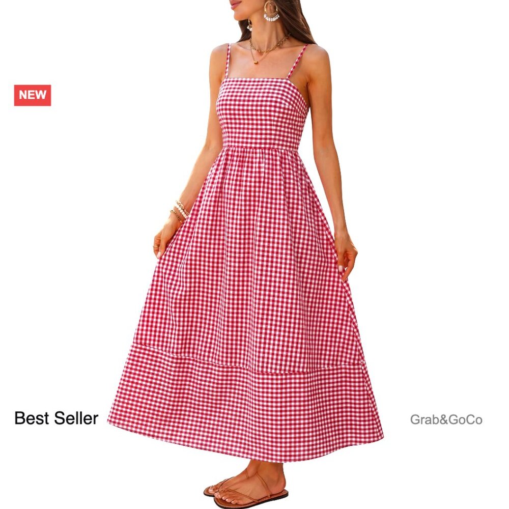 Maxi Dress Spaghetti Strap Back Smocked Flowy Long Sundress Summer Boho Chic
